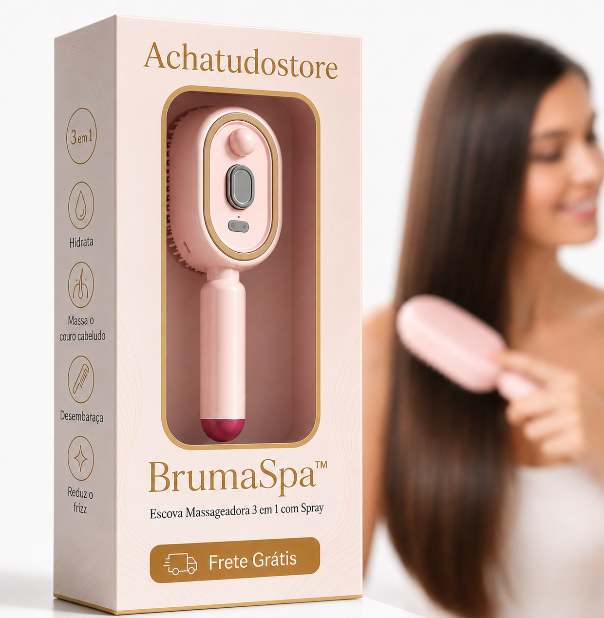BrumaSpa™ — Escova Massageadora 3 em 1 com Spray
