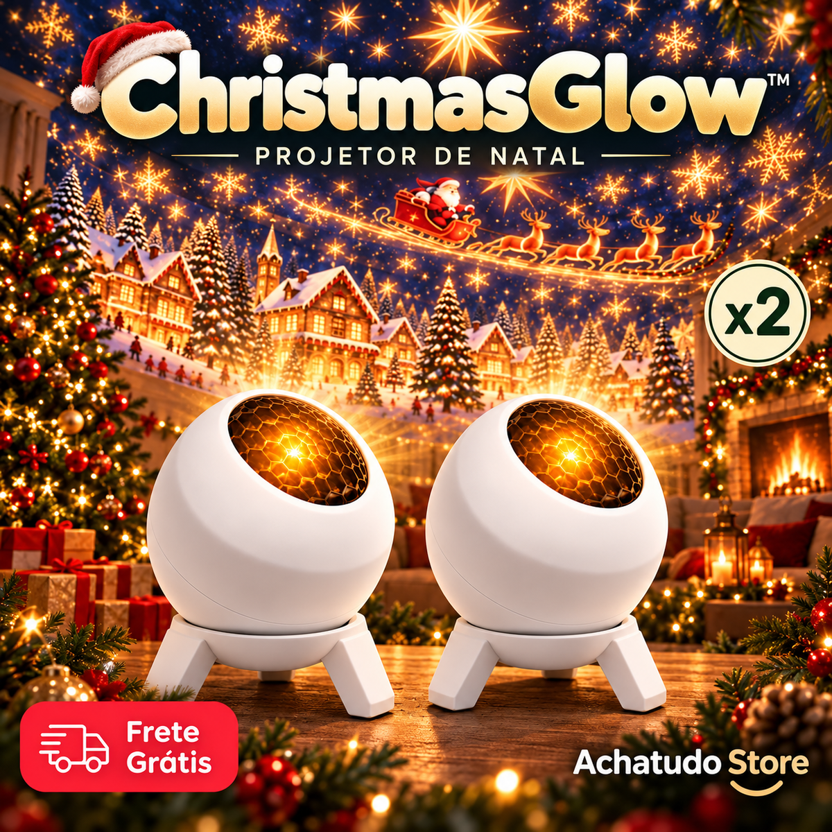 ChristmasGlow™ — Projetor de Natal