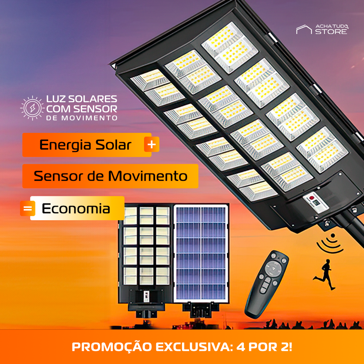 Pague 2 e leve 3 - Luz Solares com Sensor de Movimento