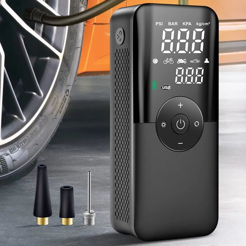 Bomba de Ar Portátil Digital Sem Fio para Pneus de Carros, bicicletas etc - achatudostore