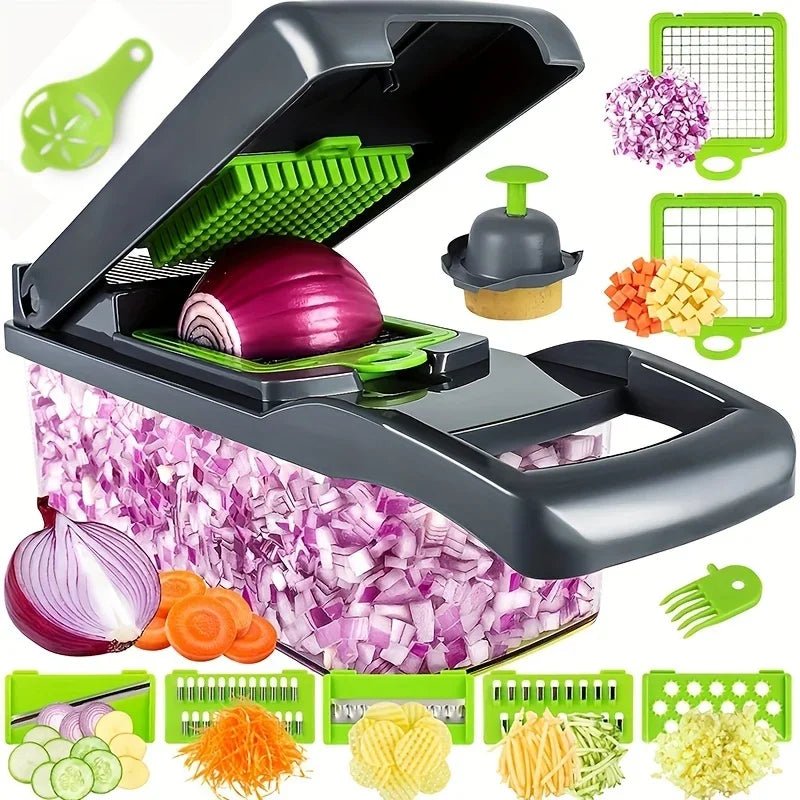 ChefMax 16X - Fatiador Multifuncional com 16 Peças para Corte de Legumes e Frutas - achatudostore