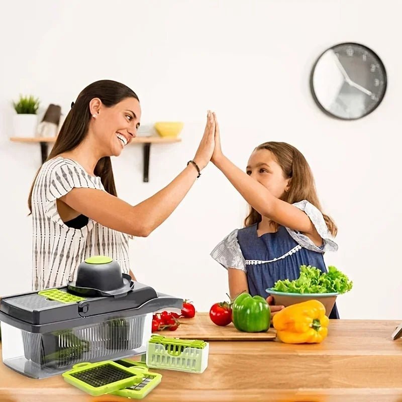 ChefMax 16X - Fatiador Multifuncional com 16 Peças para Corte de Legumes e Frutas - achatudostore