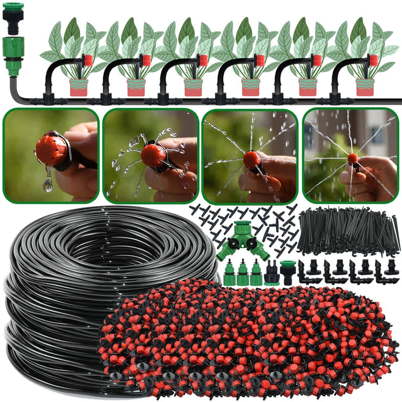 Kit de Irrigação por Gotejamento Automático com Bicos para Lavoura, Bonsai, Plantas, Flores, Vegetais e Estufas - achatudostore