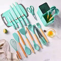 Kitchen Set Lux - Conjunto de Utensílios de Cozinha 19 Peças - Antiaderente com Cabos de Madeira - achatudostore