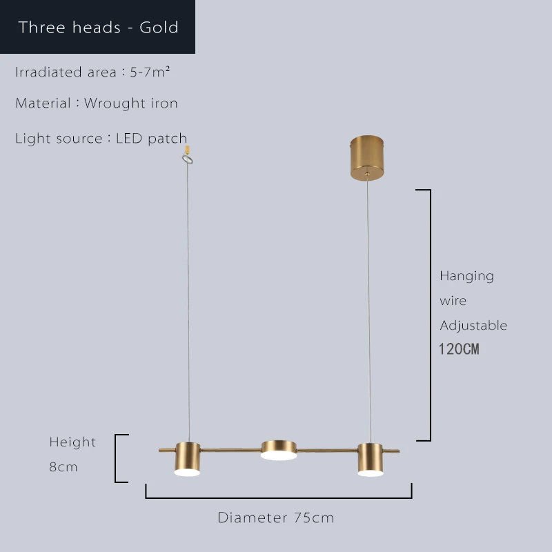 Lustre Pendente LED Moderno em Linha horizontal - 5 e 6 Leds - achatudostore