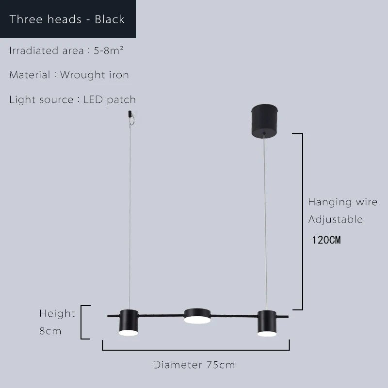 Lustre Pendente LED Moderno em Linha horizontal - 5 e 6 Leds - achatudostore