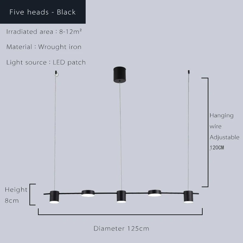 Lustre Pendente LED Moderno em Linha horizontal - 5 e 6 Leds - achatudostore