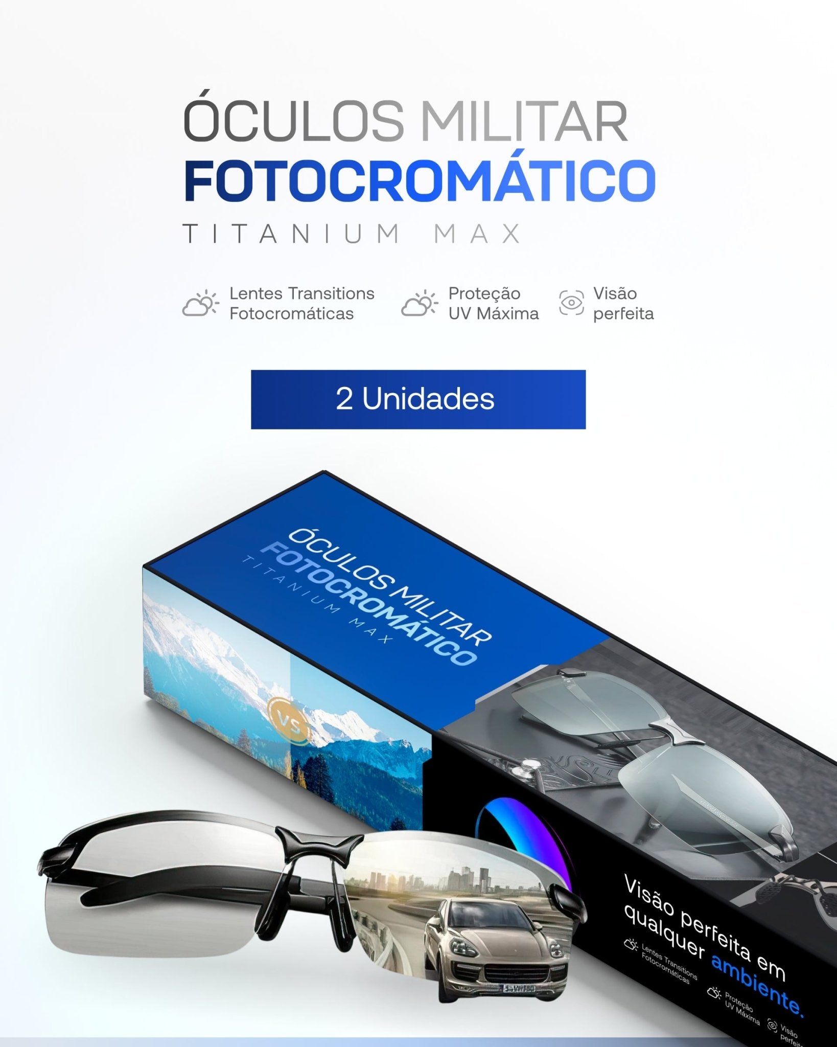 Óculos Militar Fotocromático Titanium Max - achatudostore