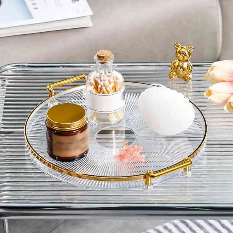 Bandeja de Armazenamento de Luxo com Alça Dourada - achatudostore