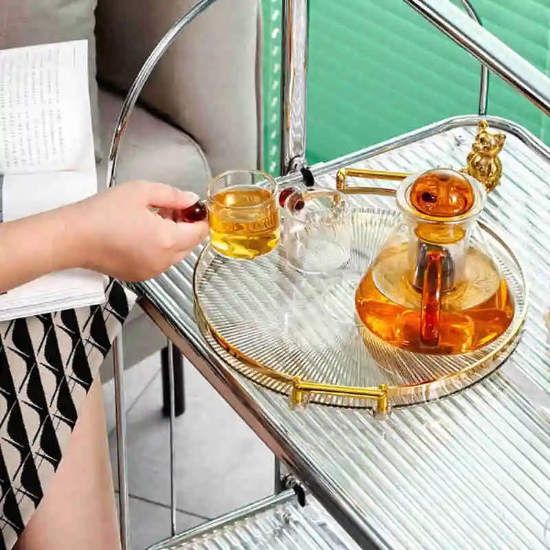 Bandeja de Armazenamento de Luxo com Alça Dourada - achatudostore