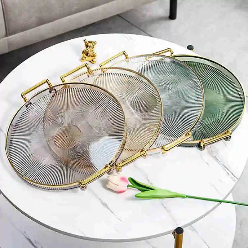 Bandeja de Armazenamento de Luxo com Alça Dourada - achatudostore