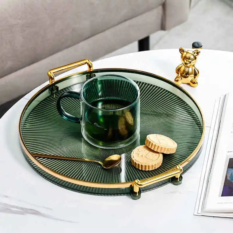 Bandeja de Armazenamento de Luxo com Alça Dourada - achatudostore