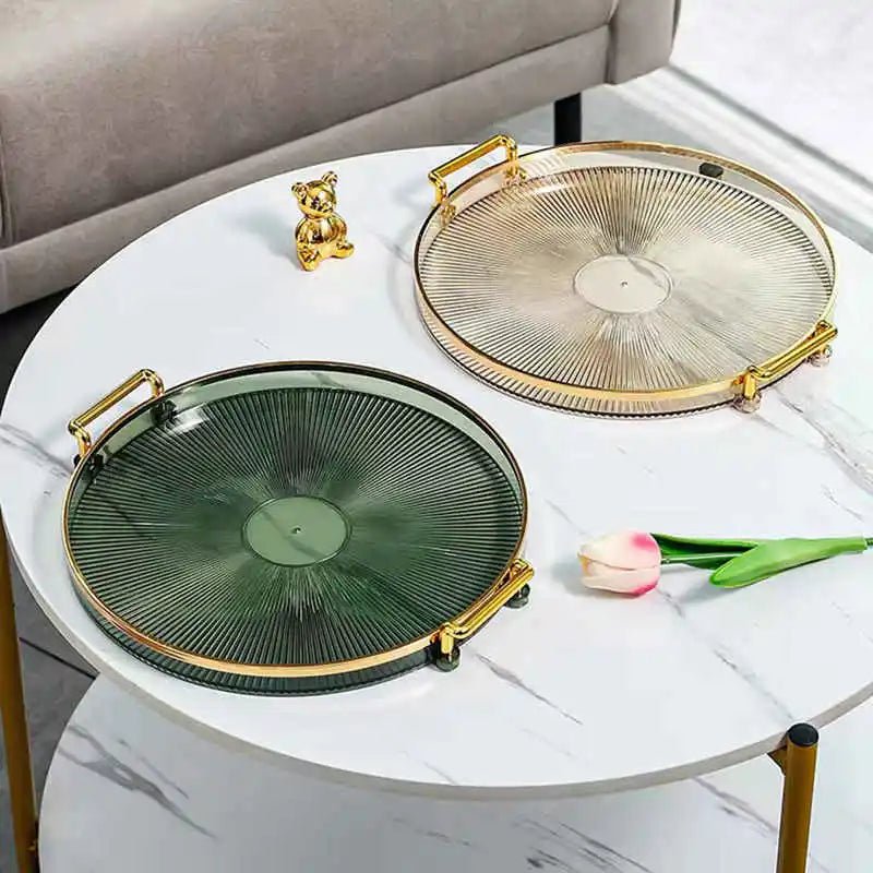 Bandeja de Armazenamento de Luxo com Alça Dourada - achatudostore