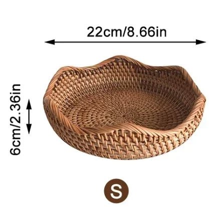 Bandeja de Armazenamento em Vime de bamboo Cestinha de Pão, Frutas, etc - achatudostore