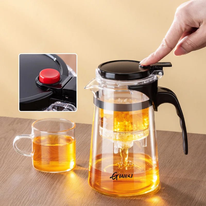 Bule com Infusor em Vidro Espessado Resistente ao Calor - achatudostore