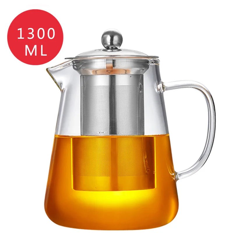 Bule de Vidro Resistente ao Calor com Infusor de Aço Inoxidável para Chá - achatudostore