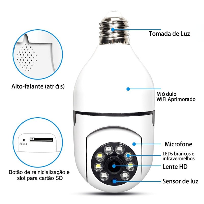 Câmera de Segurança Wi-fi sem Fio - Visão Noturna - achatudostore