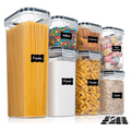 Conjunto de 7 Recipientes Herméticos de Alimentos para Cozinha com 10 Etiquetas e Caneta - achatudostore