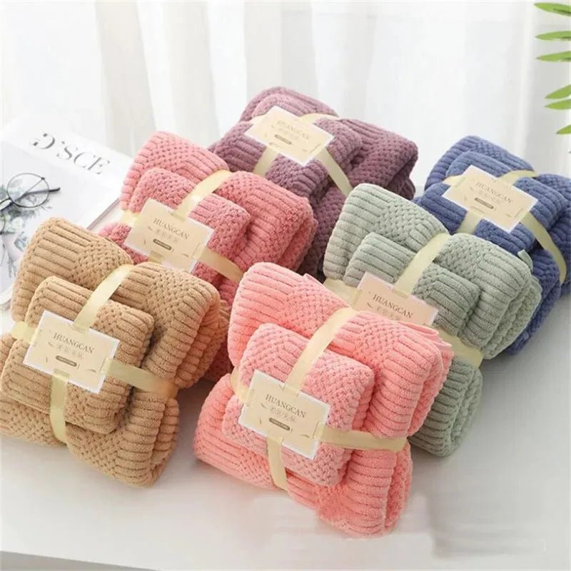 Conjunto de Toalhas em Microfibra Absorvente - Toalha de rosto e toalha de banho - achatudostore