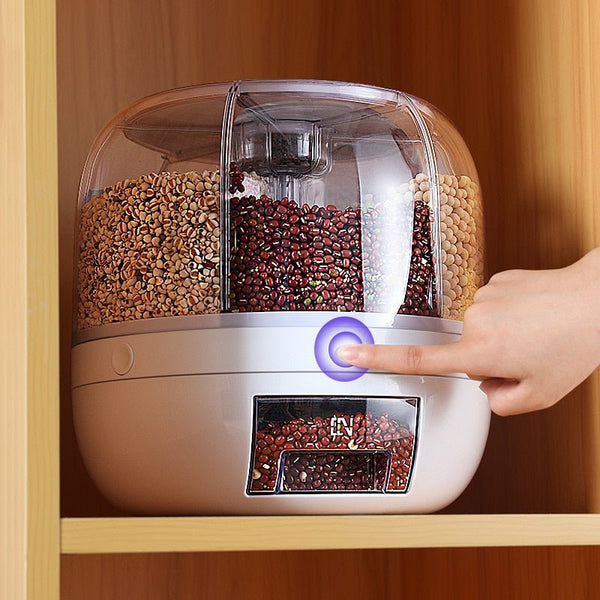 Dispenser Giratorio para Cereais e Grãos Alimentos com 6 Divisórias - achatudostore