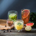 Kit com 4x Copos Criativos com Parede Dupla de Vidro Borosilicato - Resistentes ao Calor para Chá, Leite, Café, Água - achatudostore