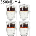 Kit com 4x Copos Criativos com Parede Dupla de Vidro Borosilicato - Resistentes ao Calor para Chá, Leite, Café, Água - achatudostore