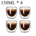 Kit com 4x Copos Criativos com Parede Dupla de Vidro Borosilicato - Resistentes ao Calor para Chá, Leite, Café, Água - achatudostore