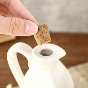 Kit com 4x Pote de tempero de cerâmica com tampa de cortiça - achatudostore