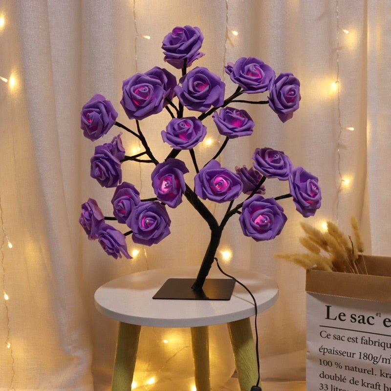 LED Rose Maria - Abajur LED em formato de Árvores com Rosas - achatudostore