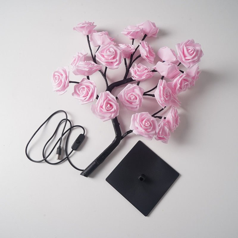 LED Rose Maria - Abajur LED em formato de Árvores com Rosas - achatudostore
