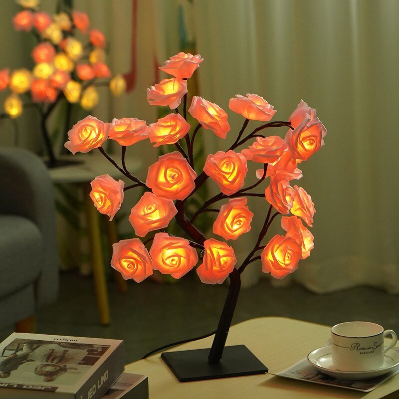 LED Rose Maria - Abajur LED em formato de Árvores com Rosas - achatudostore