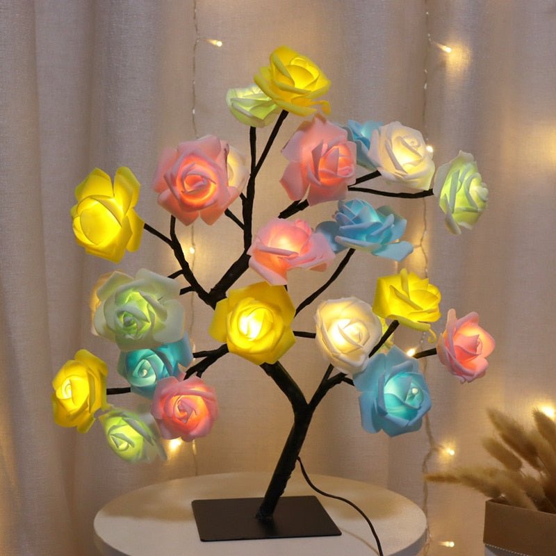 LED Rose Maria - Abajur LED em formato de Árvores com Rosas - achatudostore