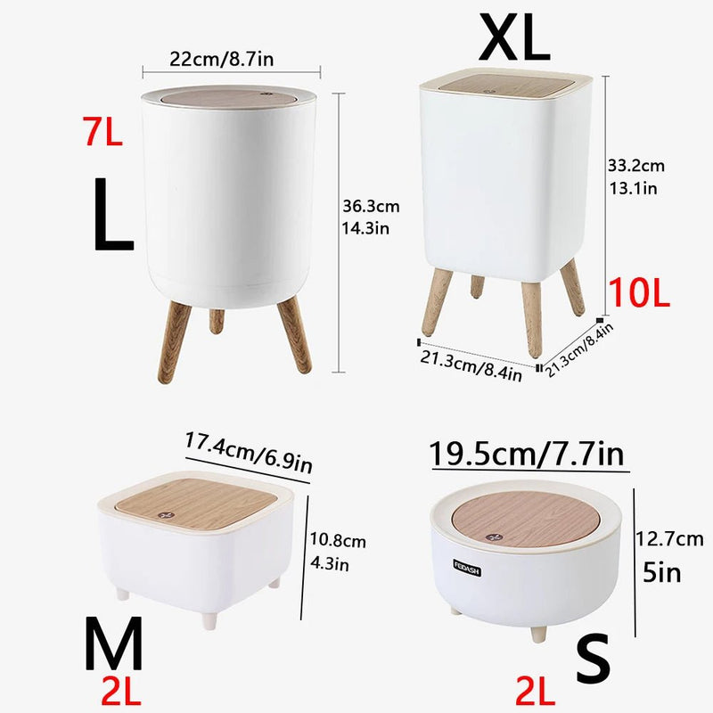 Lixeira inteligente com pés de Madeira alongado - achatudostore