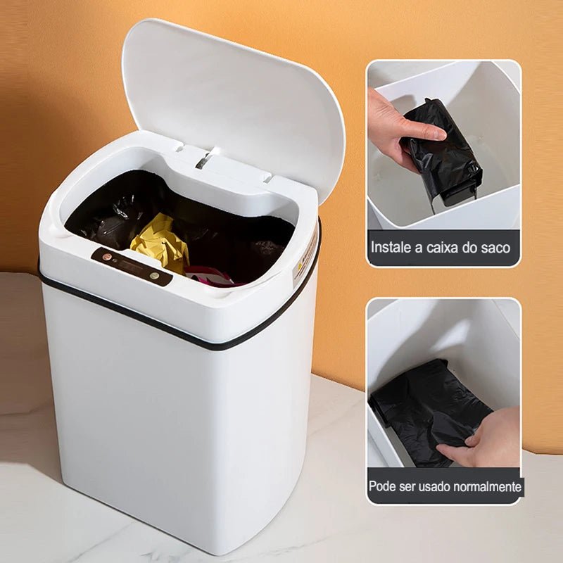 Lixeira inteligente para Banheiro com sensor automático, - achatudostore