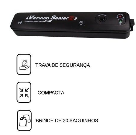 Máquina De Selar A Vácuo Alimentos + 20 sacos de brinde - achatudostore