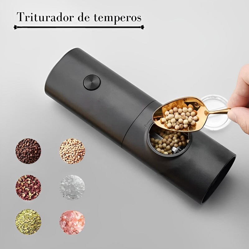 Moedor Elétrico Automático de Sal Pimenta Temperos com Ajuste de Moagem - achatudostore