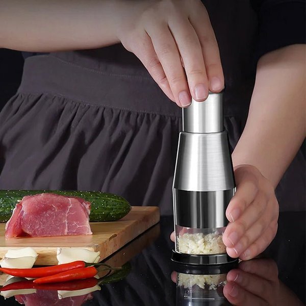 Picador Inox de Vegetais - Picador de alho, cebola, pimenta etc - achatudostore