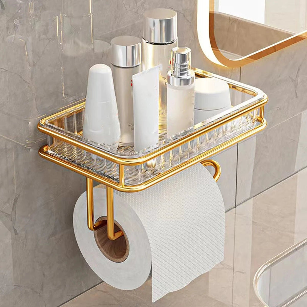 Porta-rolo de Papel Higiênico com suporte dourado - achatudostore