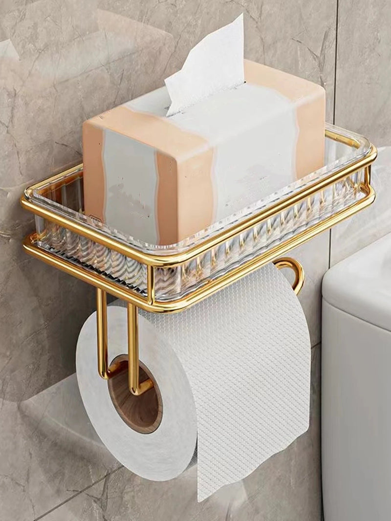 Porta-rolo de Papel Higiênico com suporte dourado - achatudostore