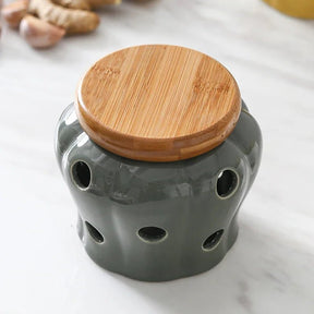 Pote Criativo vazado de Armazenamento em Cerâmica para alho, gengibre, pimenta etc - achatudostore