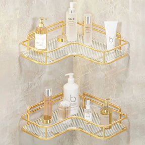 Prateleira Acrílica de banheiro - Dourada, sem furos, Luxuosa. - achatudostore