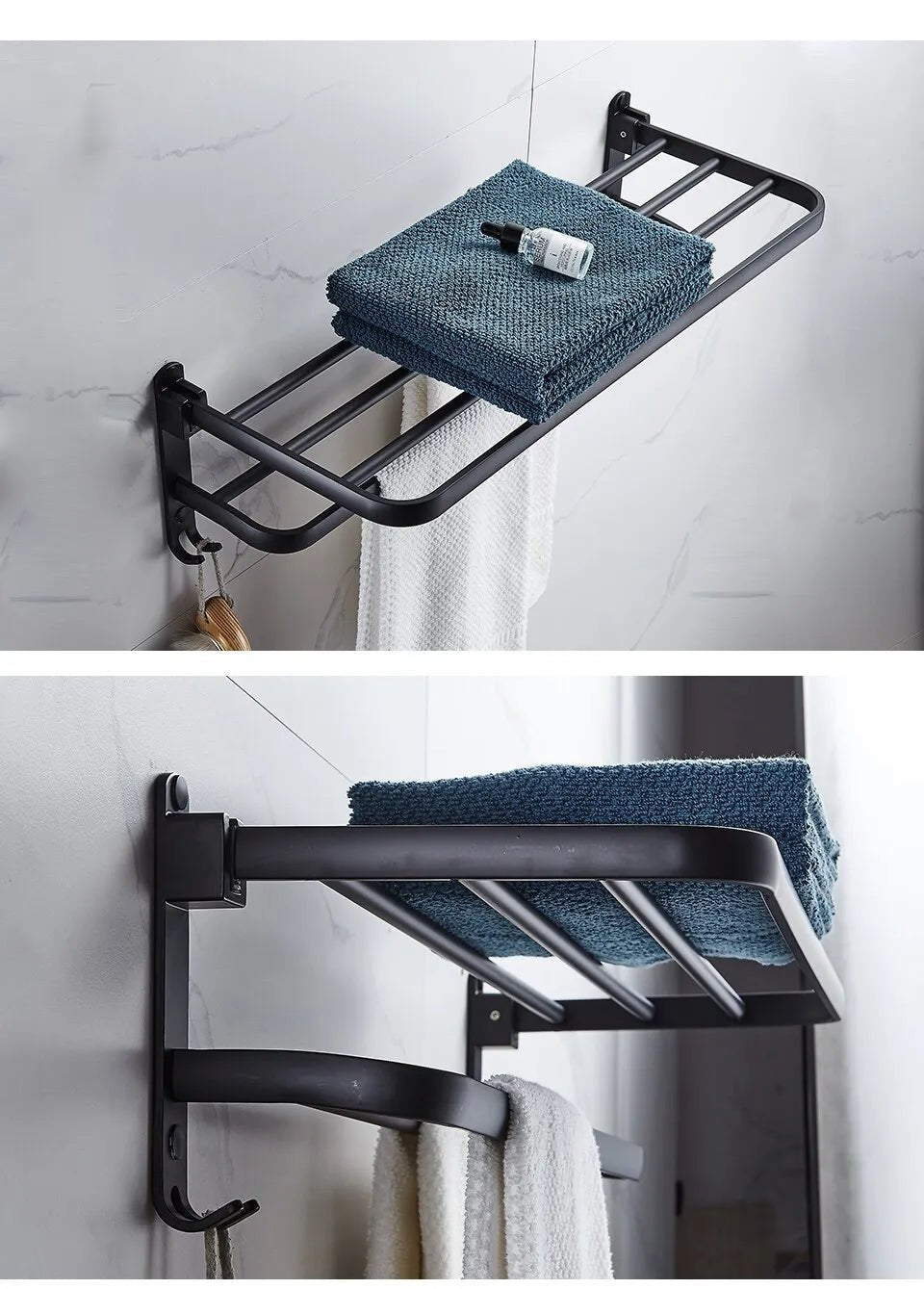 Suporte de Toalha para Montagem na Parede Preto fosco - achatudostore